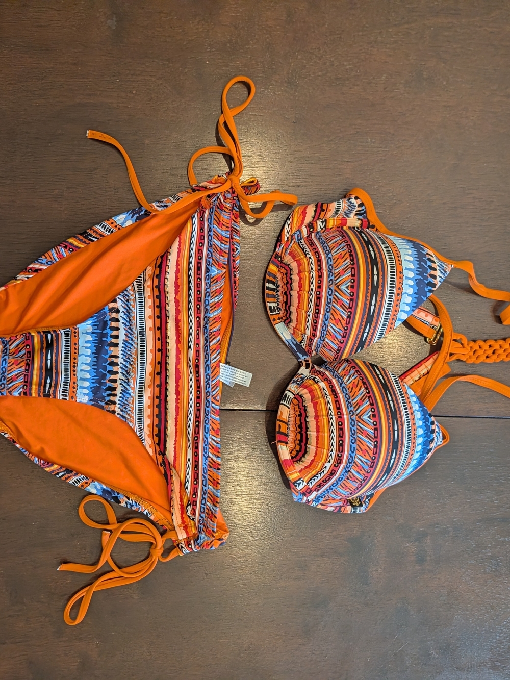 Bright Orange Tribal Stripe Womans' One-Piece Swimsuit